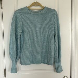 Sky Blue Sweater with puff sleeve detail at the shoulder